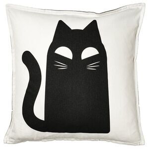 Ikea Halloween KUSTFYR Cushion Cover Cats 20x20" Black White NEW 2025 Cotton